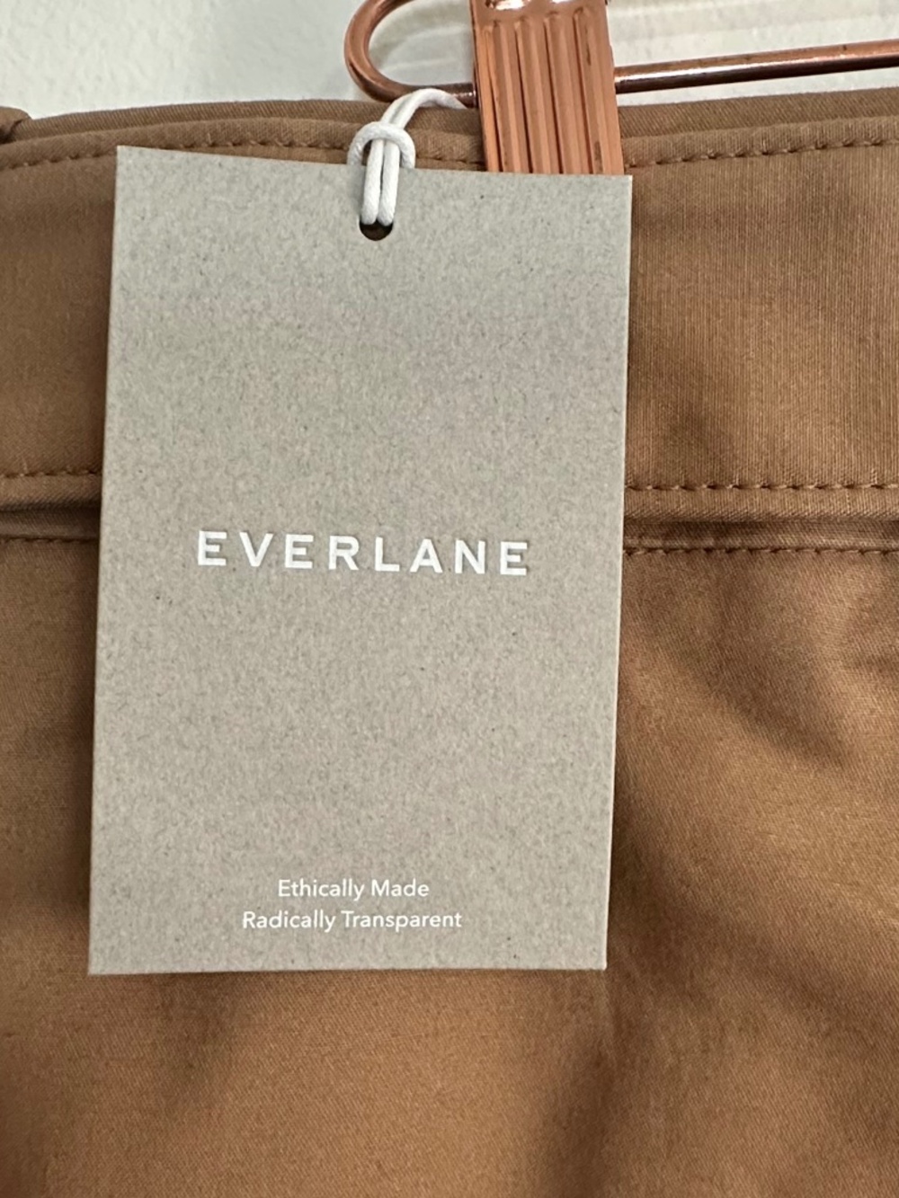EVERLANE The Structured Cotton Belted Pants, Tan, Sz 16, NWT - Picture 7 of 7